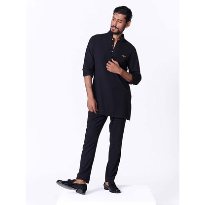 S&N by Shantnu Nikhil Black Eagle Crested Kurta