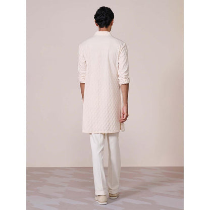 S&N by Shantnu Nikhil Off White Textured Kurta