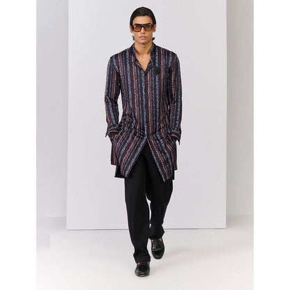 S&N by Shantnu Nikhil Multi-Coloured Striped Crepe Kurta