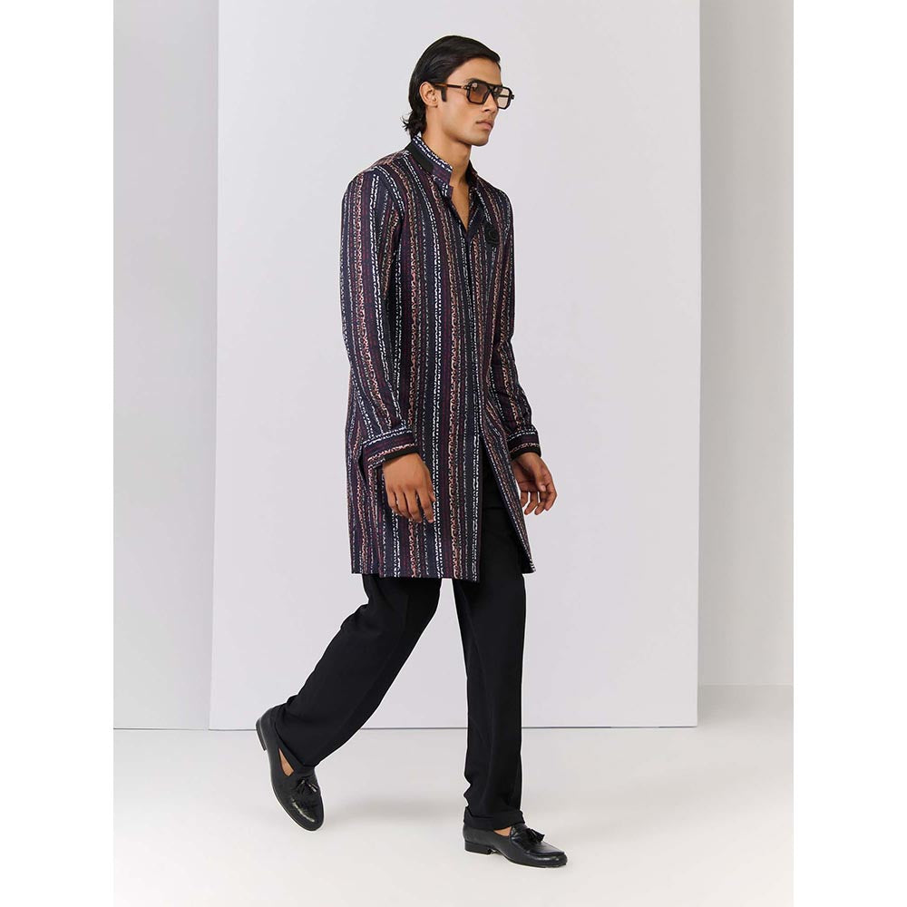S&N by Shantnu Nikhil Multi-Coloured Striped Crepe Kurta