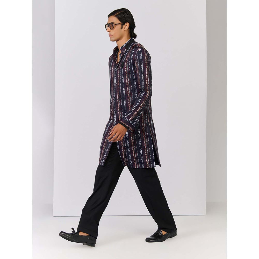 S&N by Shantnu Nikhil Multi-Coloured Striped Crepe Kurta
