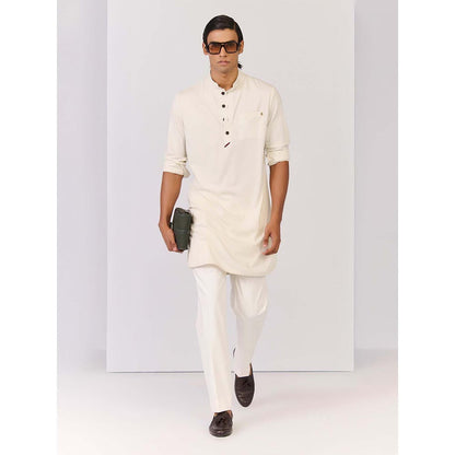 S&N by Shantnu Nikhil Off White Bamboo Cotton Kurta