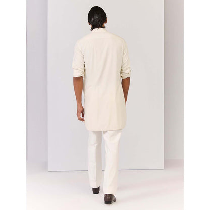 S&N by Shantnu Nikhil Off White Bamboo Cotton Kurta