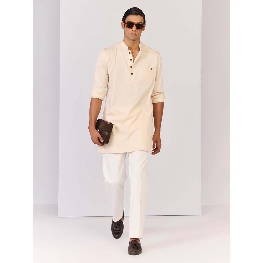 S&N by Shantnu Nikhil Light Peach Bamboo Cotton Kurta