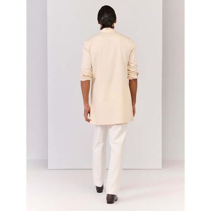 S&N by Shantnu Nikhil Light Peach Bamboo Cotton Kurta
