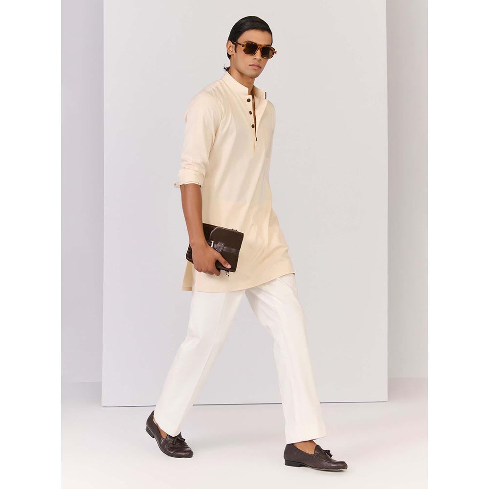 S&N by Shantnu Nikhil Light Peach Bamboo Cotton Kurta