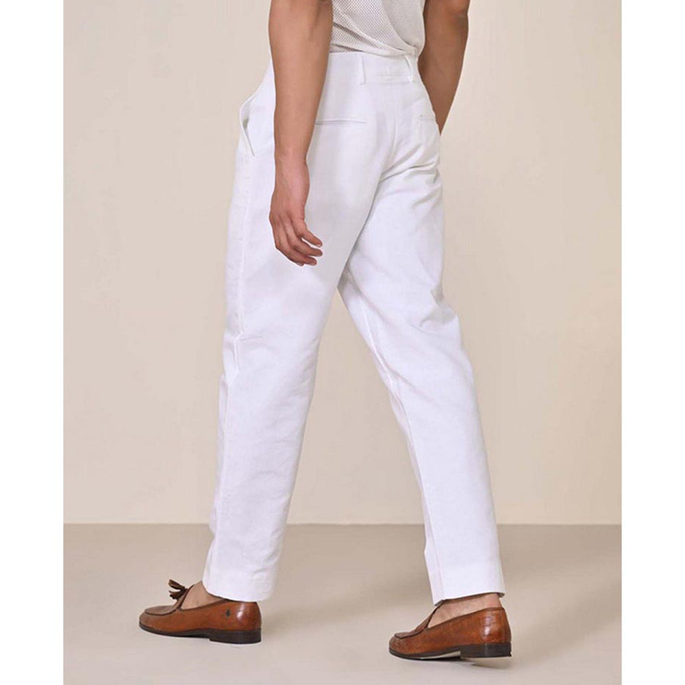 S&N by Shantnu Nikhil Linen Relaxed Fit Off White Trouser