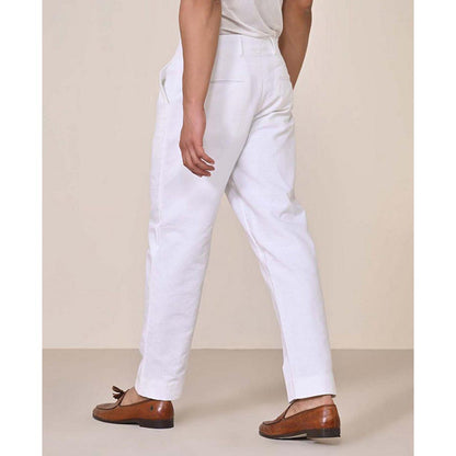 S&N by Shantnu Nikhil Linen Relaxed Fit Off White Trouser