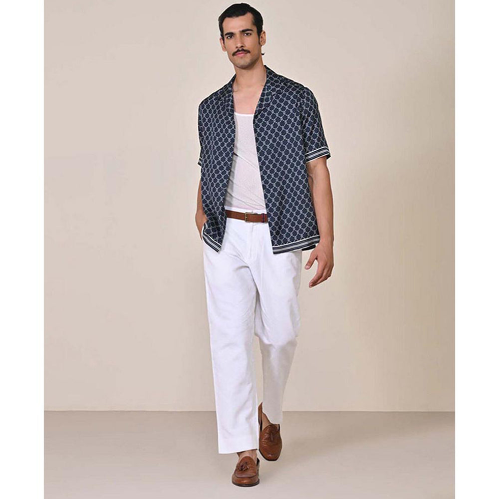 S&N by Shantnu Nikhil Linen Relaxed Fit Off White Trouser