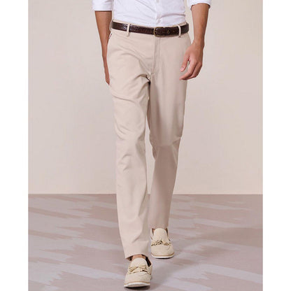 S&N by Shantnu Nikhil Ecru Straight-Leg Beige Trouser