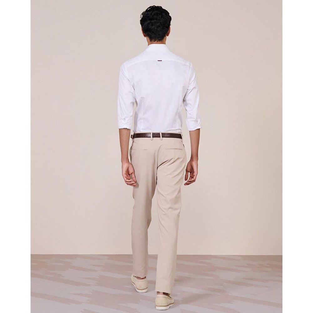 S&N by Shantnu Nikhil Ecru Straight-Leg Beige Trouser
