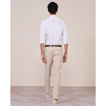 S&N by Shantnu Nikhil Ecru Straight-Leg Beige Trouser