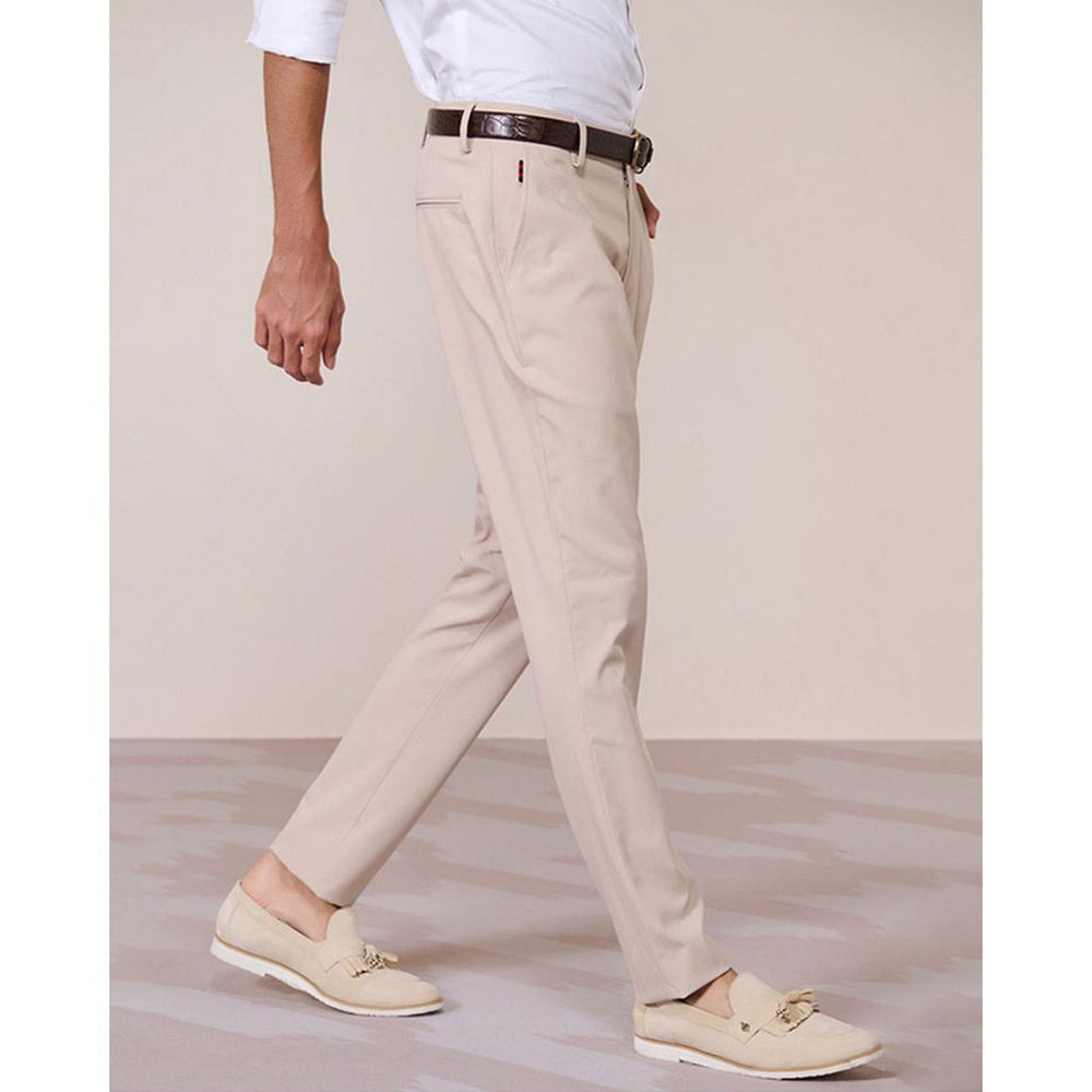 S&N by Shantnu Nikhil Ecru Straight-Leg Beige Trouser