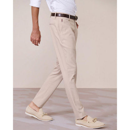 S&N by Shantnu Nikhil Ecru Straight-Leg Beige Trouser
