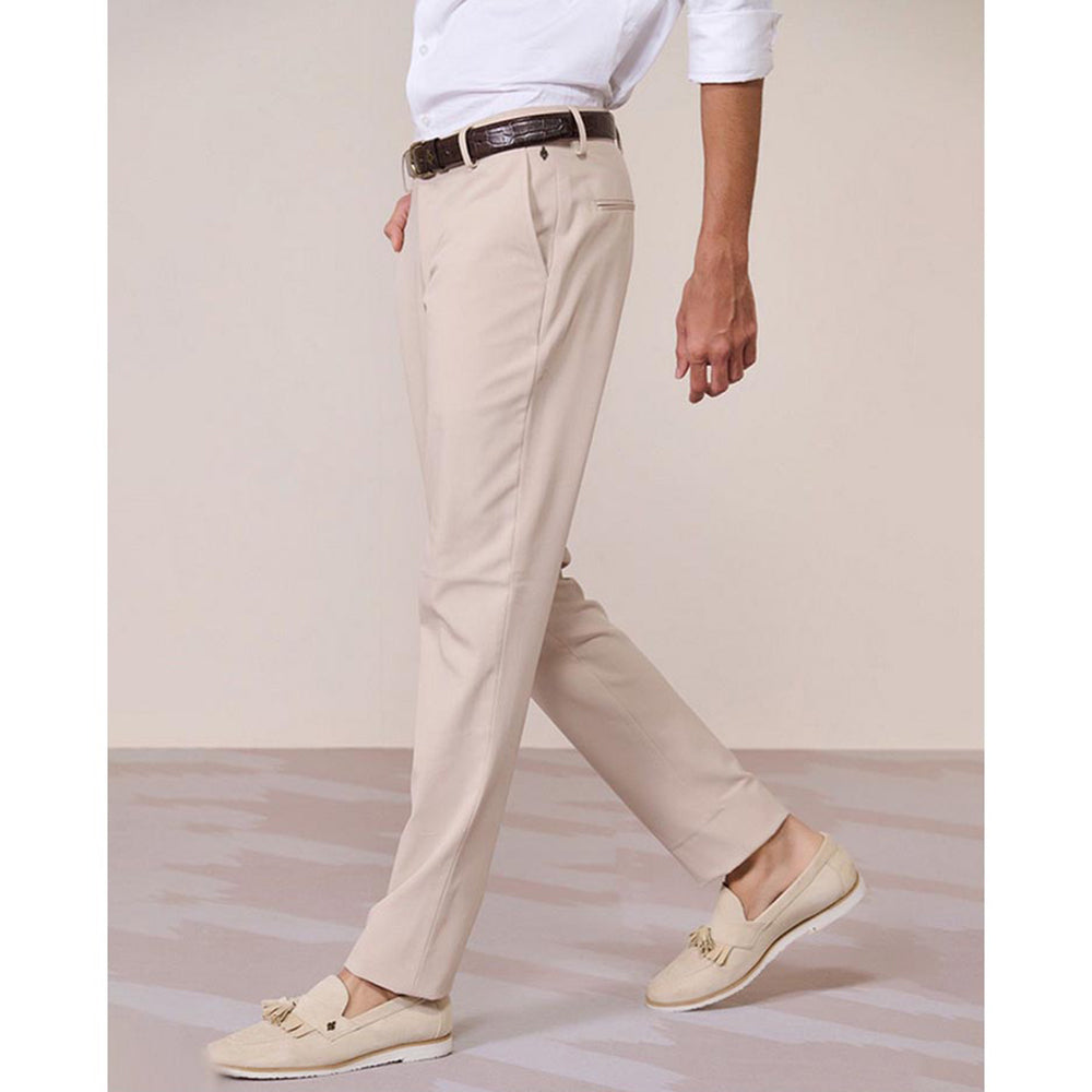 S&N by Shantnu Nikhil Ecru Straight-Leg Beige Trouser