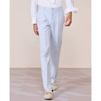 S&N by Shantnu Nikhil Linen Blue Trouser