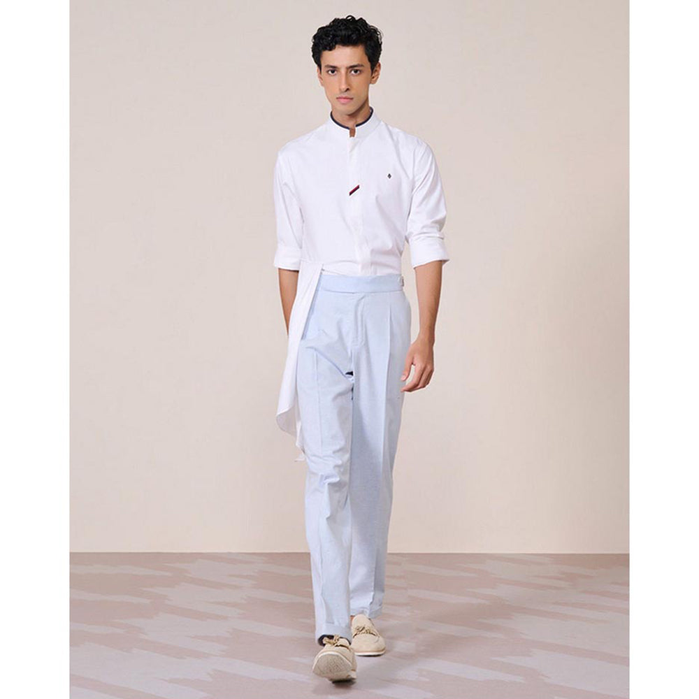S&N by Shantnu Nikhil Linen Blue Trouser