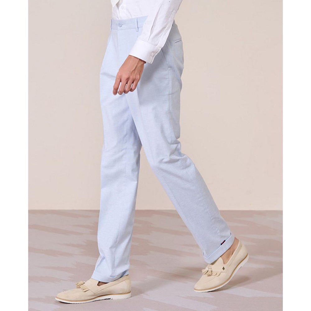 S&N by Shantnu Nikhil Linen Blue Trouser