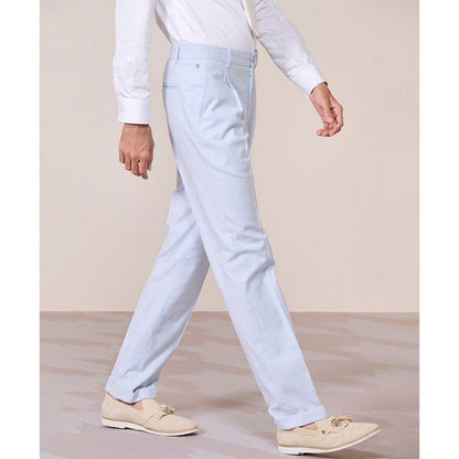 S&N by Shantnu Nikhil Linen Blue Trouser