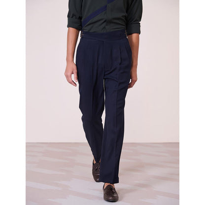 S&N by Shantnu Nikhil Cross Flap Navy Blue Trouser