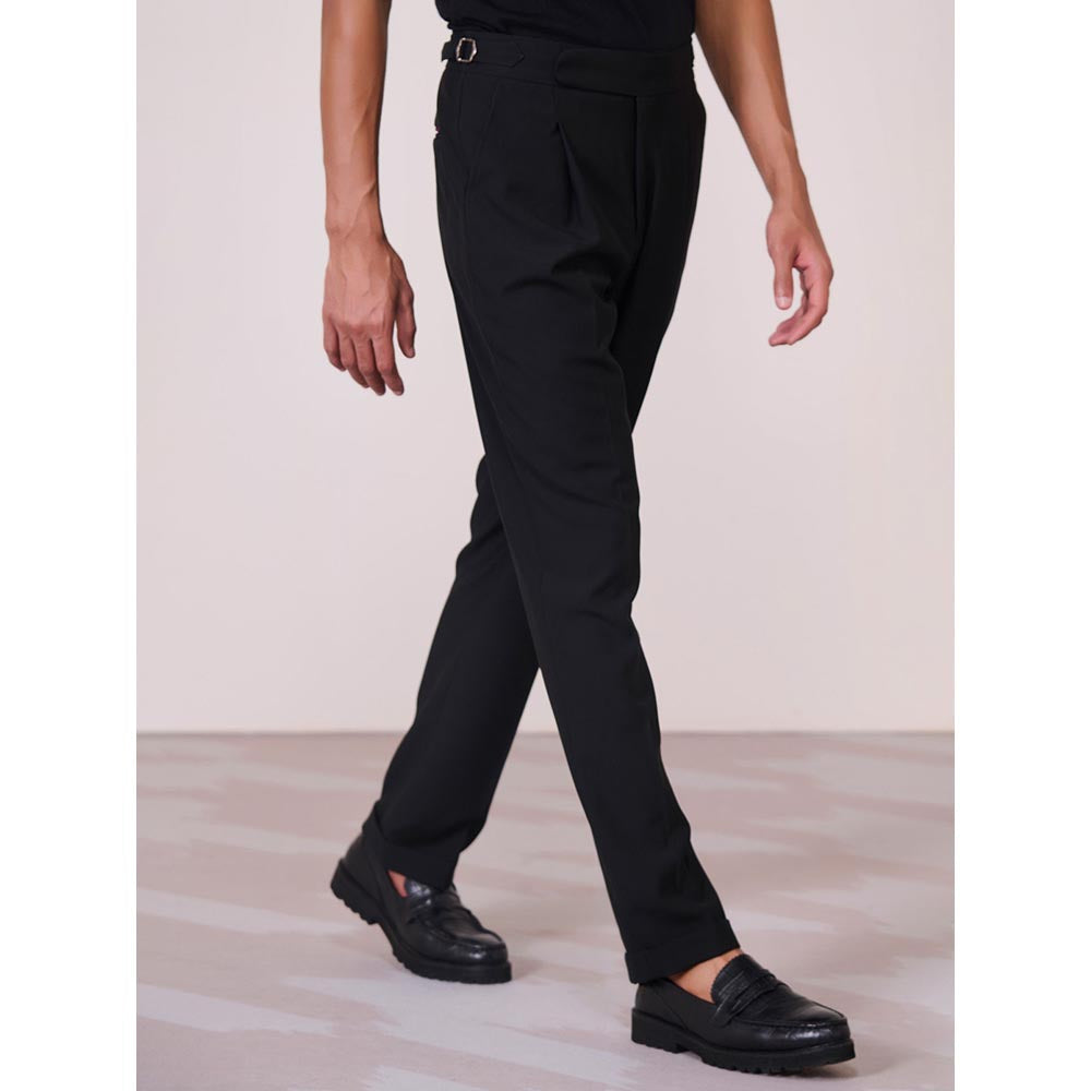 S&N by Shantnu Nikhil Cross Flap Black Trouser