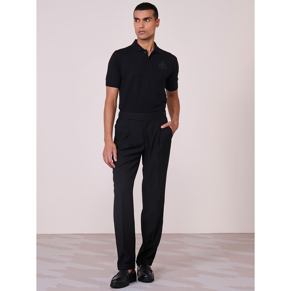 S&N by Shantnu Nikhil Cross Flap Black Trouser