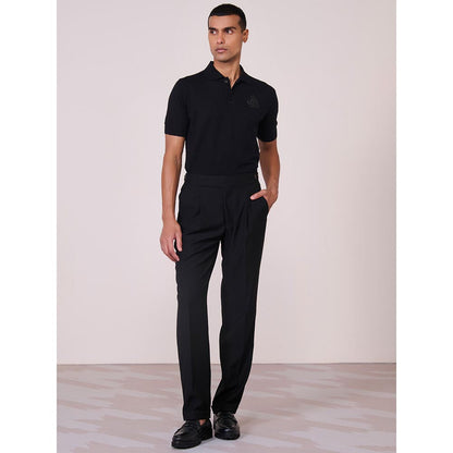 S&N by Shantnu Nikhil Cross Flap Black Trouser
