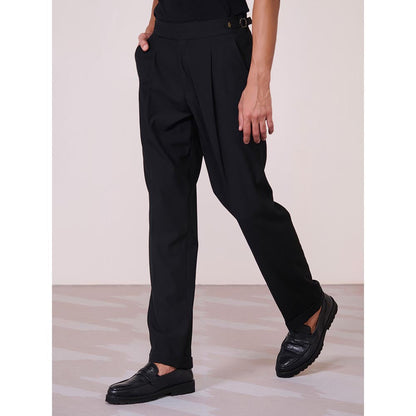 S&N by Shantnu Nikhil Cross Flap Black Trouser