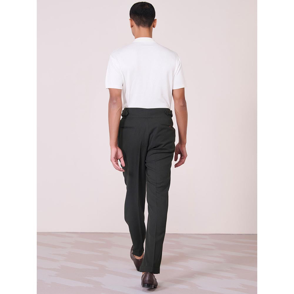 S&N by Shantnu Nikhil Military Cross Flap Black Trouser