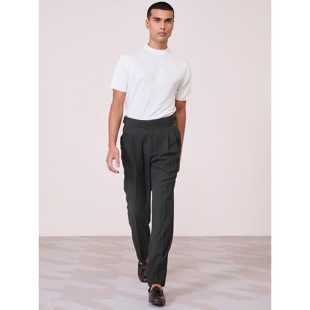 S&N by Shantnu Nikhil Military Cross Flap Black Trouser