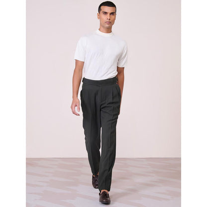 S&N by Shantnu Nikhil Military Cross Flap Black Trouser