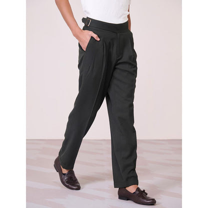 S&N by Shantnu Nikhil Military Cross Flap Black Trouser