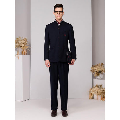 S&N by Shantnu Nikhil Men Navy Blue Bandhgala