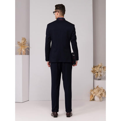 S&N by Shantnu Nikhil Men Navy Blue Bandhgala