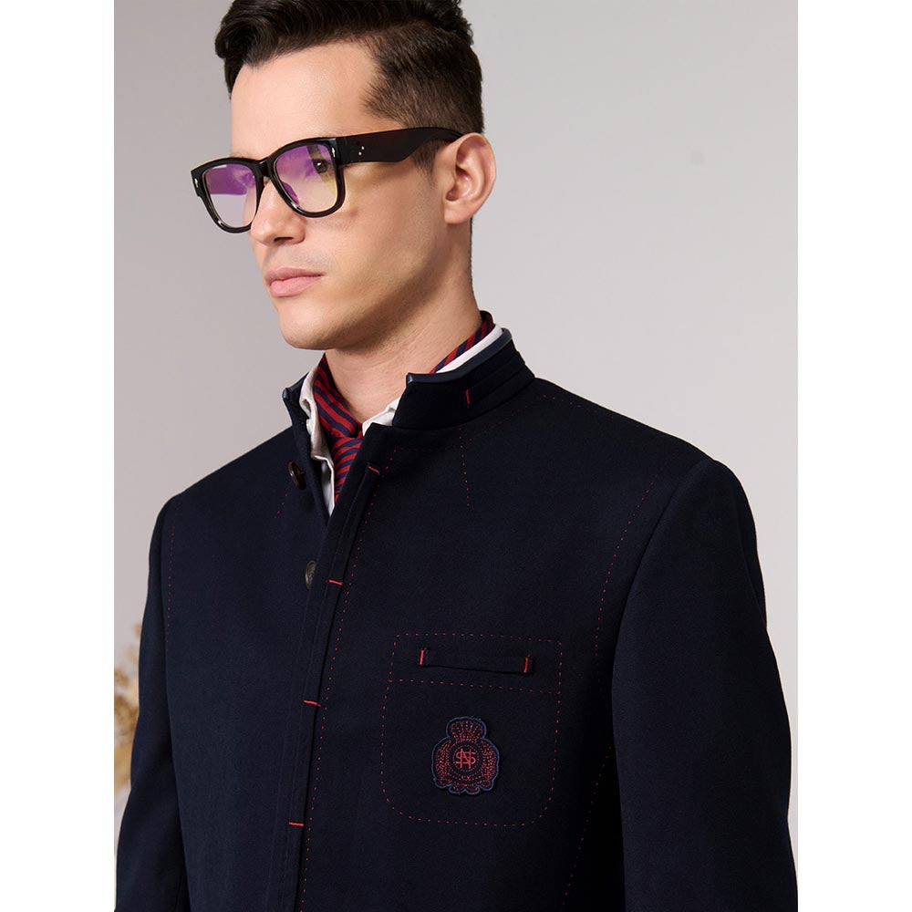 S&N by Shantnu Nikhil Men Navy Blue Bandhgala
