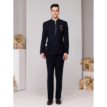 S&N by Shantnu Nikhil Men Navy Blue Bandhgala
