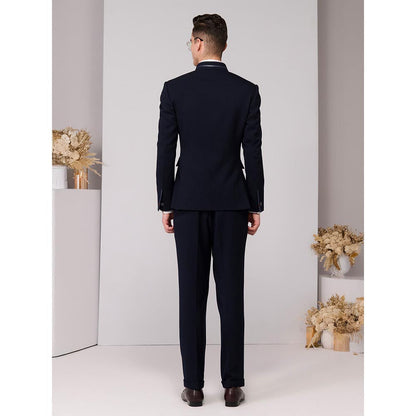 S&N by Shantnu Nikhil Men Navy Blue Bandhgala