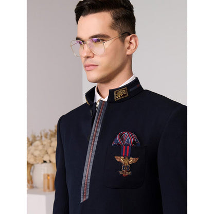 S&N by Shantnu Nikhil Men Navy Blue Bandhgala