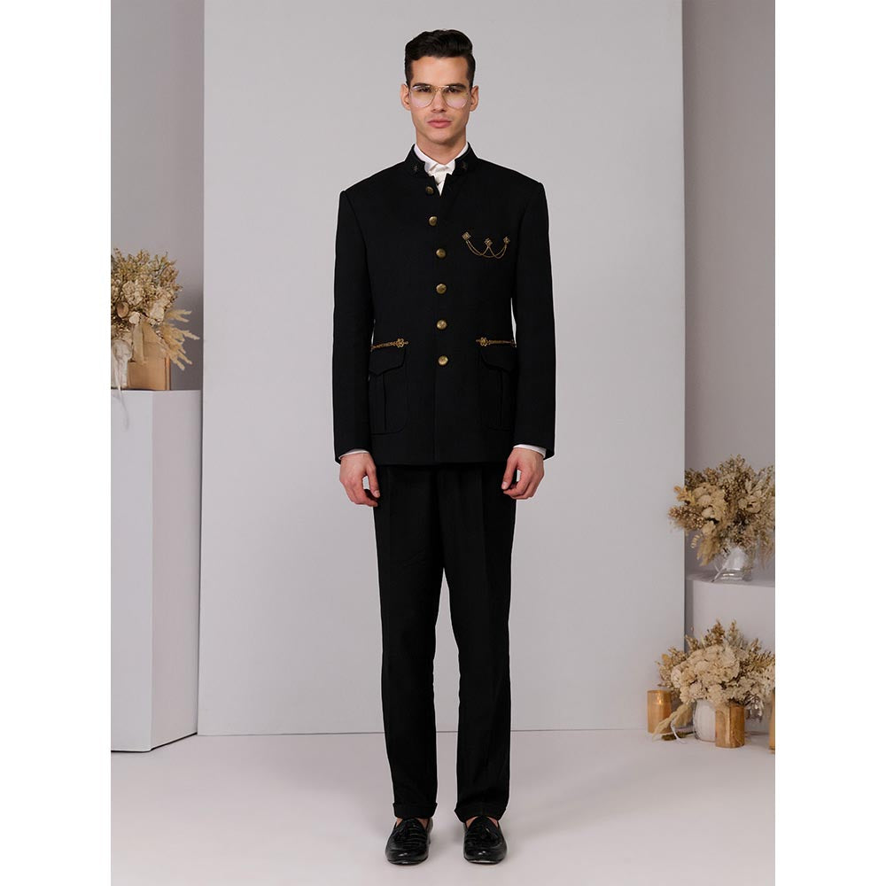 S&N by Shantnu Nikhil Men Black Bandhgala