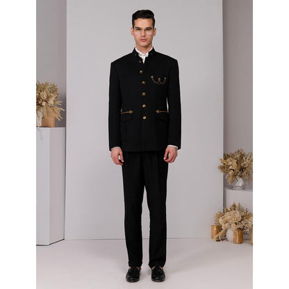S&N by Shantnu Nikhil Men Black Bandhgala