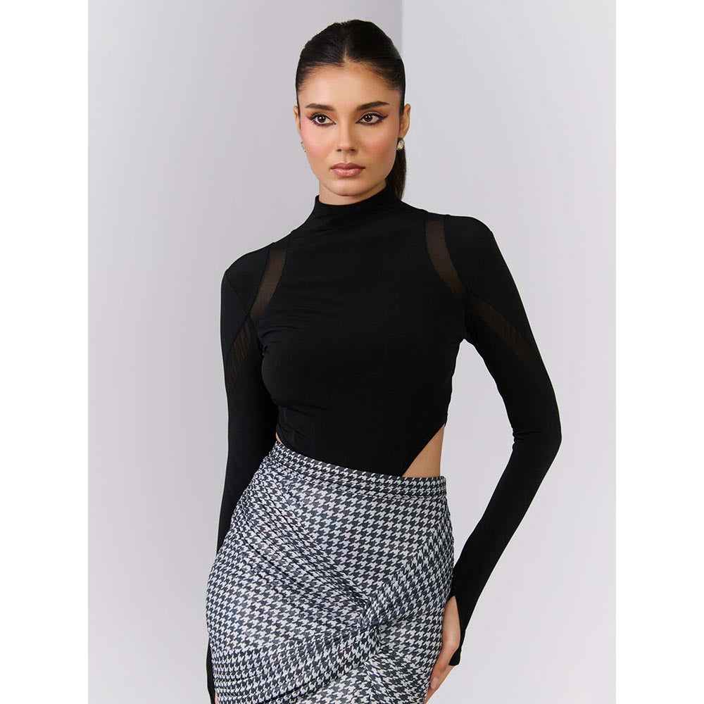 S&N by Shantnu Nikhil Black High Neck Bodysuit