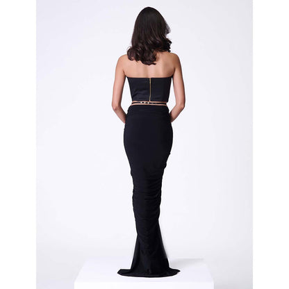 S&N by Shantnu Nikhil Black Pleated Corset Top