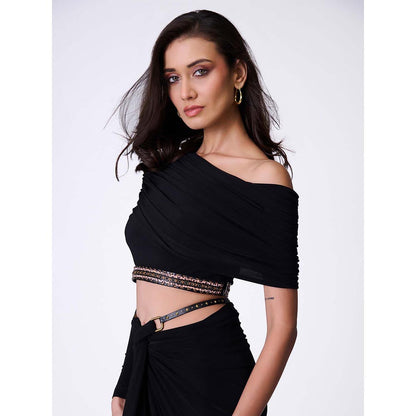 S&N by Shantnu Nikhil Black One-Shoulder Top