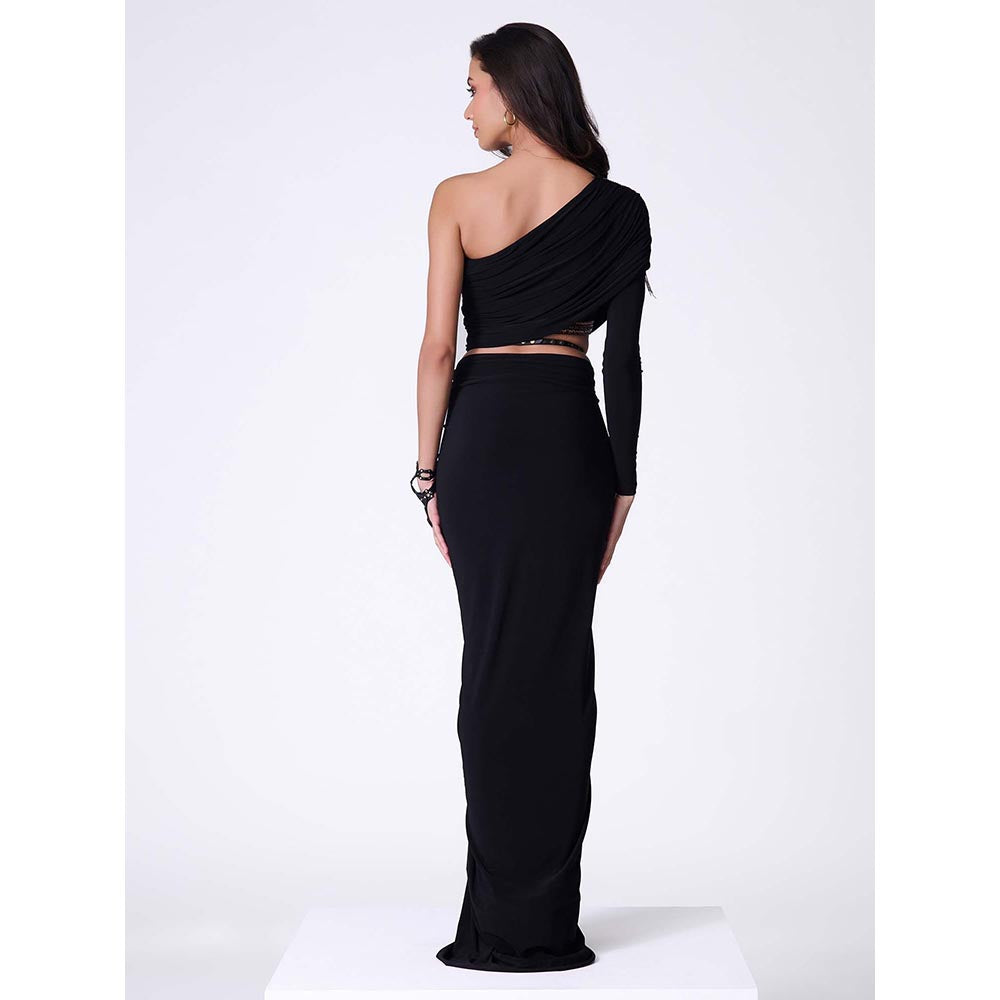 S&N by Shantnu Nikhil Black One-Shoulder Top