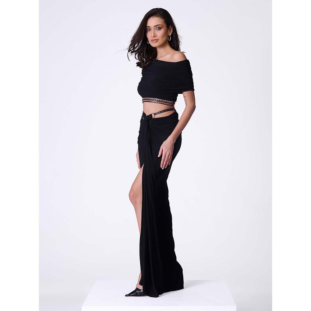 S&N by Shantnu Nikhil Black One-Shoulder Top