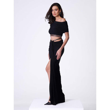 S&N by Shantnu Nikhil Black One-Shoulder Top