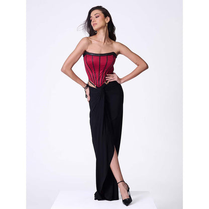 S&N by Shantnu Nikhil Cherry Structured Corset Top