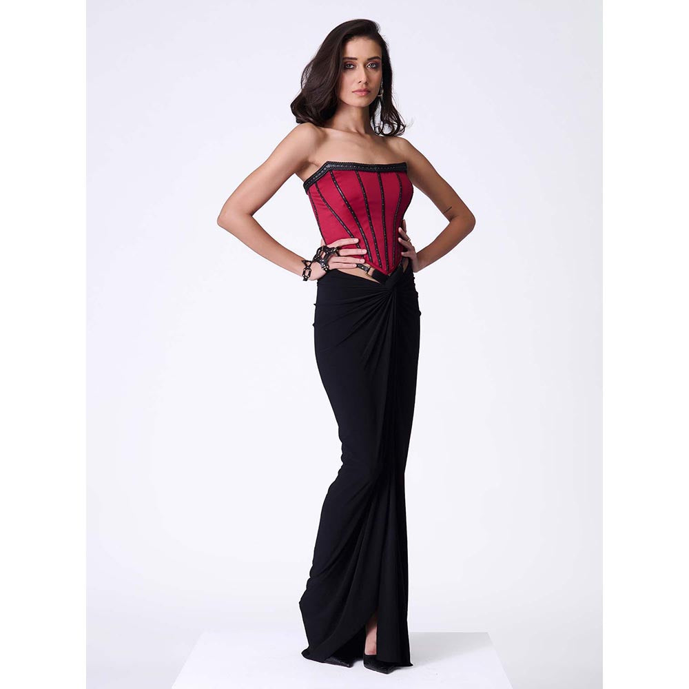 S&N by Shantnu Nikhil Cherry Structured Corset Top