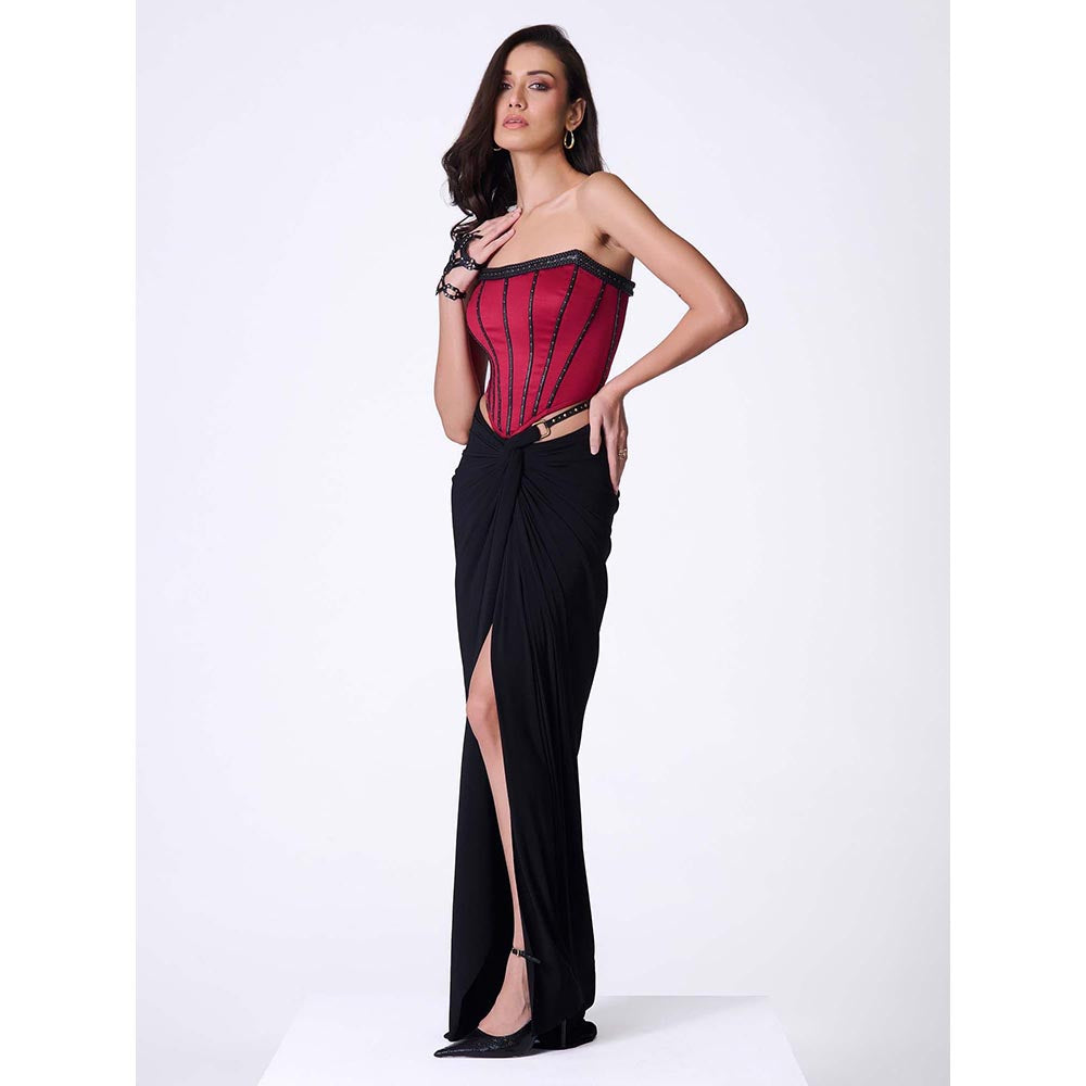 S&N by Shantnu Nikhil Cherry Structured Corset Top