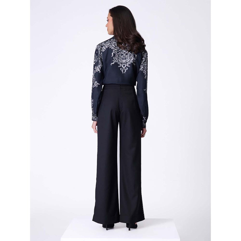 S&N by Shantnu Nikhil Black Baroque Printed Shirt